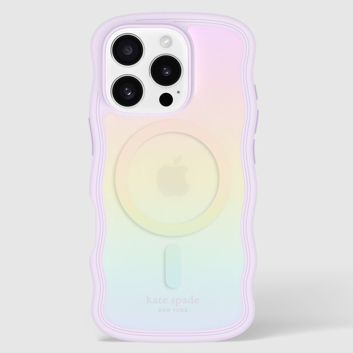 【kate spade】iPhone 16系列 Magsafe 精品磁吸防摔波浪殼  粉彩紫 手機殼