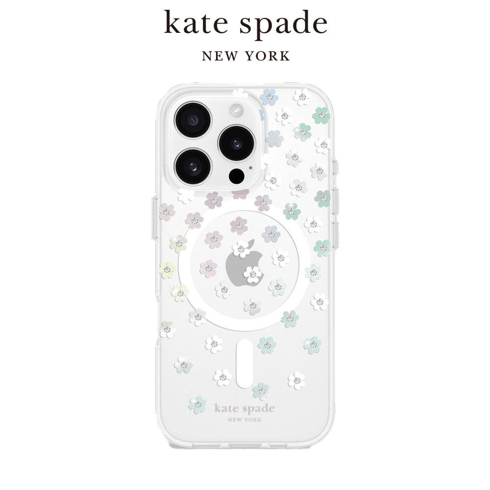 【kate spade】iPhone 16系列 Magsafe 精品磁吸防摔殼 幻彩小花 手機殼