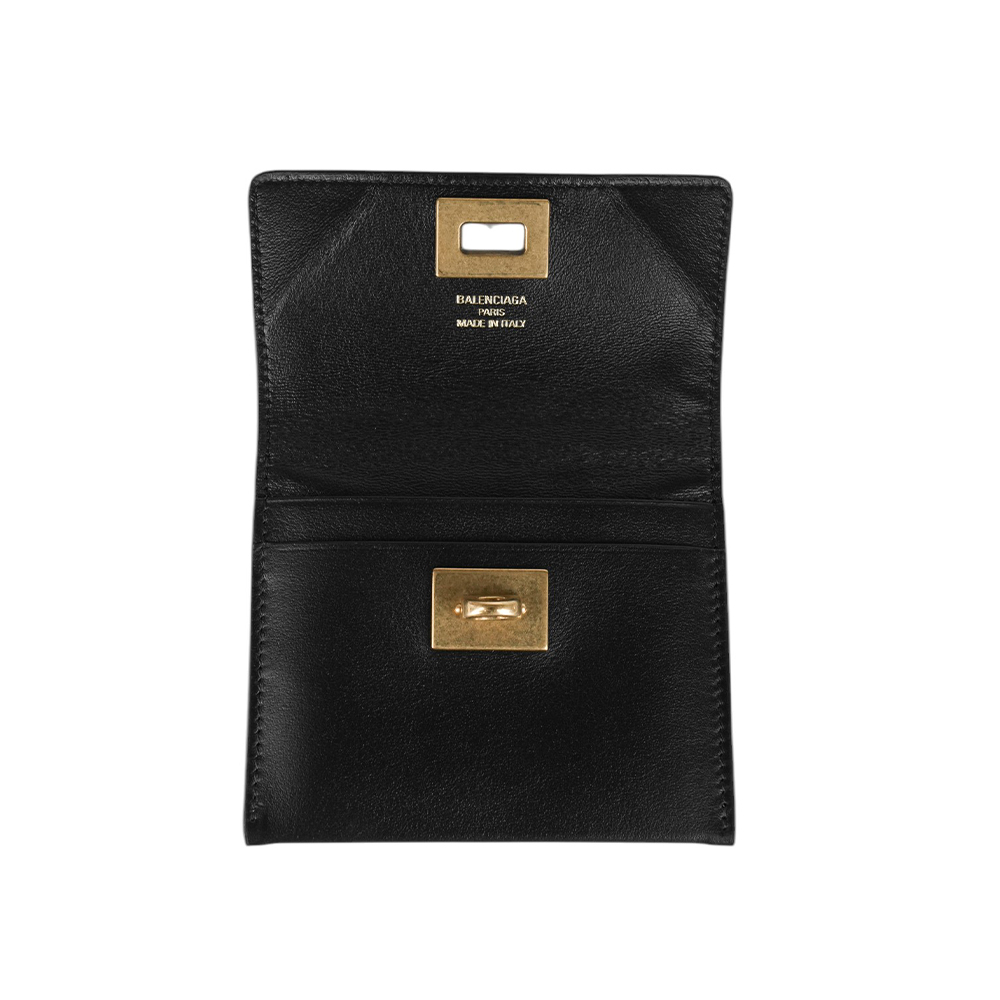 【BALLY】Rodeo 金釦平滑小牛皮卡片夾(黑色) 814113 2ABKX 1000