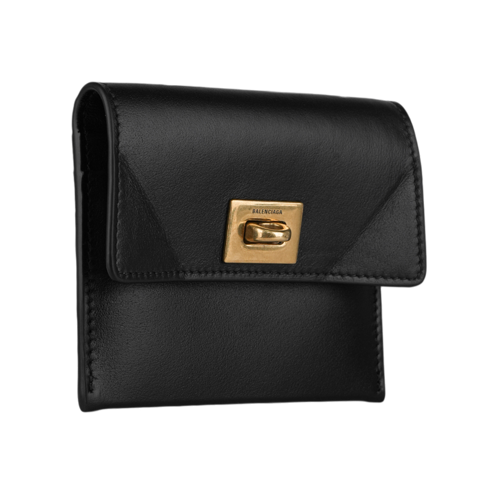 【BALLY】Rodeo 金釦平滑小牛皮卡片夾(黑色) 814113 2ABKX 1000