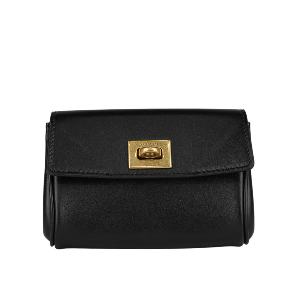 【Balenciaga】Rodeo 金釦平滑小牛皮翻蓋卡包/卡片夾(黑色)