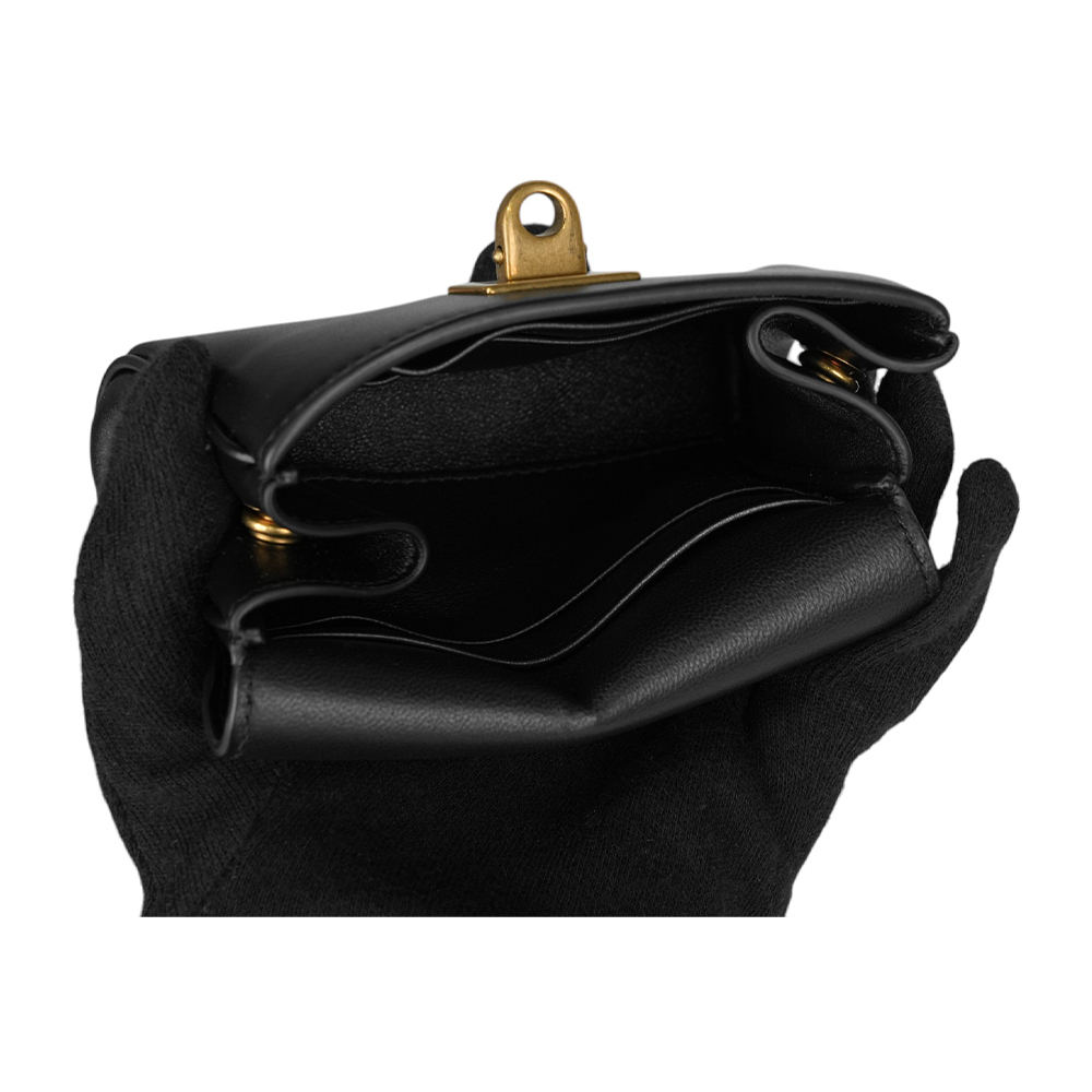 【BALLY】Rodeo 金釦平滑小牛皮翻蓋卡包/卡片夾(黑色) 814526 2ABKX 1000