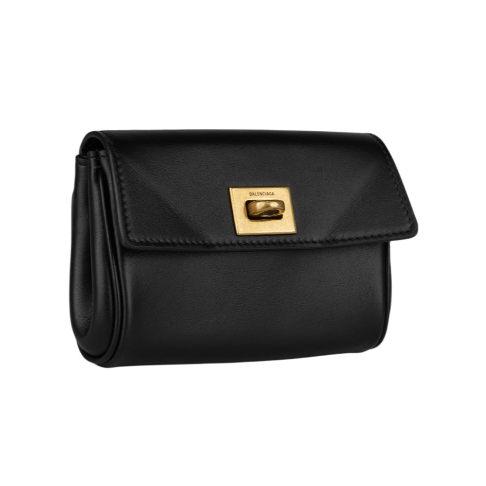 【BALLY】Rodeo 金釦平滑小牛皮翻蓋卡包/卡片夾(黑色) 814526 2ABKX 1000