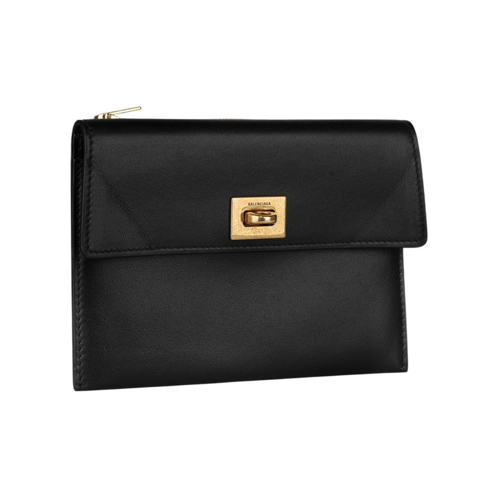 【BALLY】Rodeo 金釦平滑小牛皮大款零錢包/卡夾包(黑色) 817716 2ABKX 1000