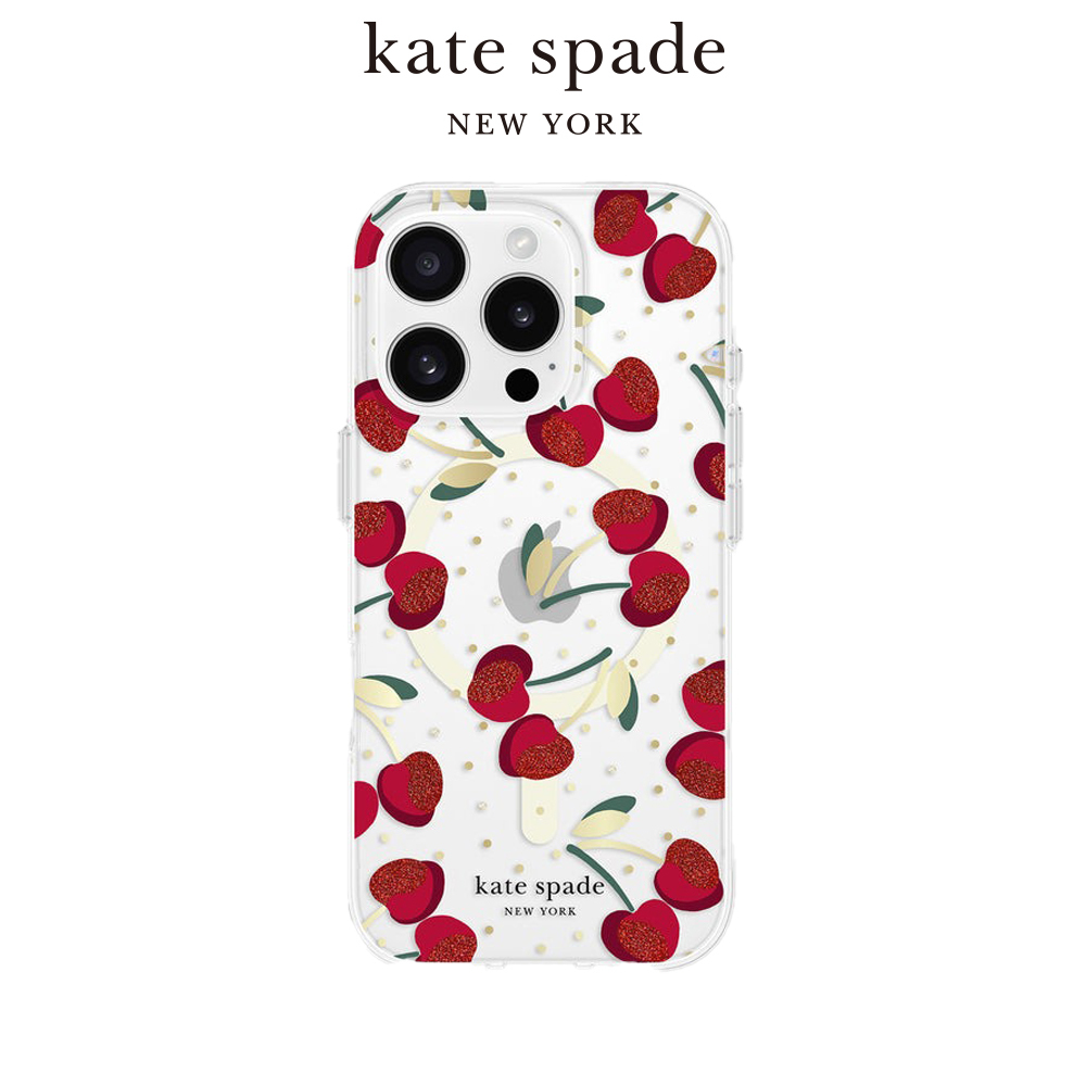 【kate spade】iPhone 16系列 MagSafe 精品磁吸防摔殼 嬌豔櫻桃