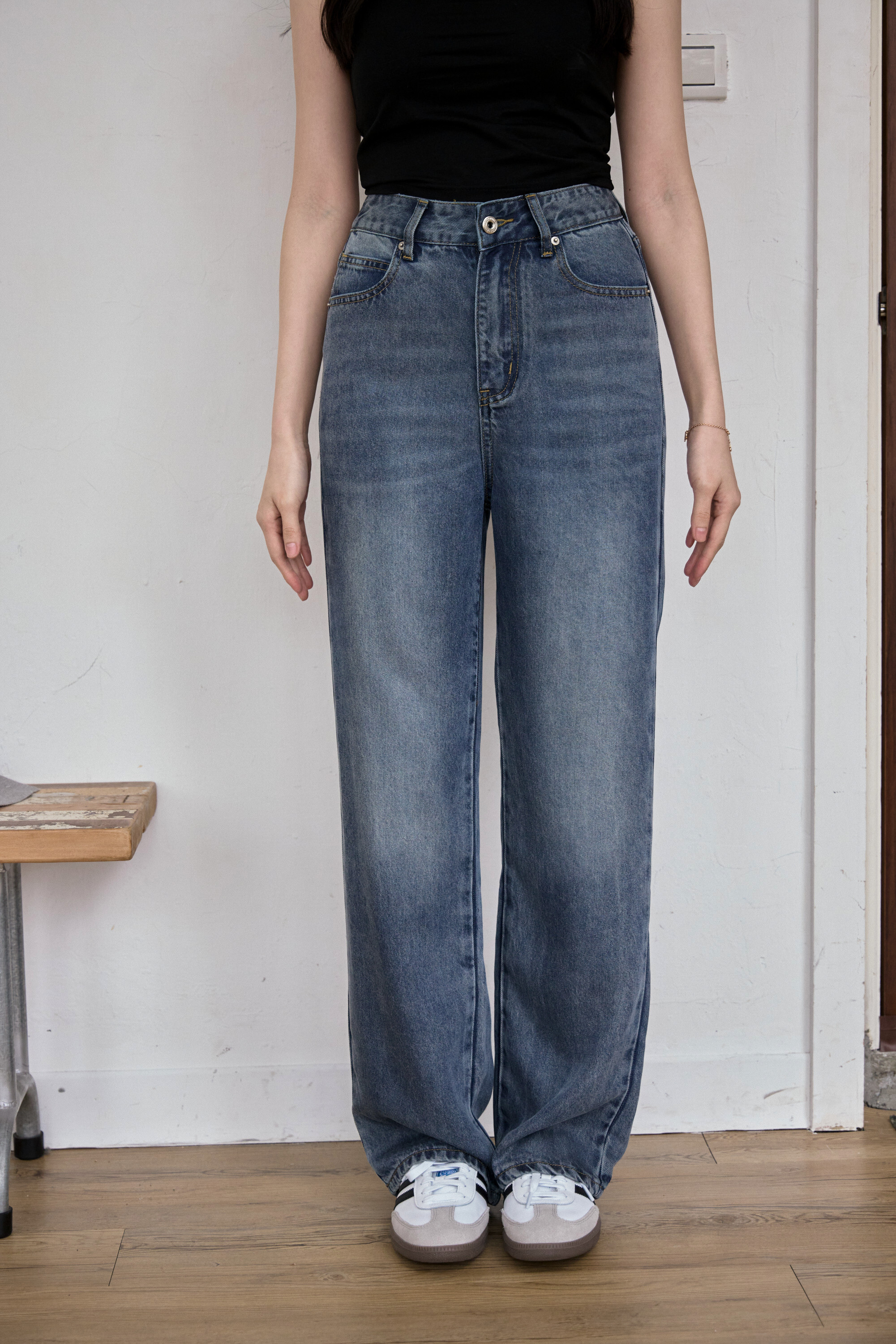 Gmade/捨不得換 100%萊賽爾天絲呼吸直筒牛仔褲-深藍