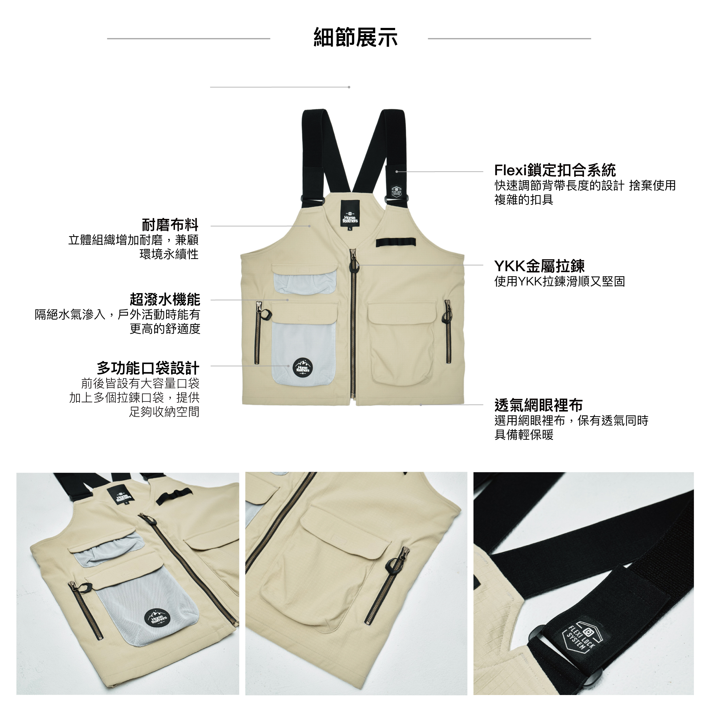 Maple Vest 中性款機能工裝背心-3.細節展示