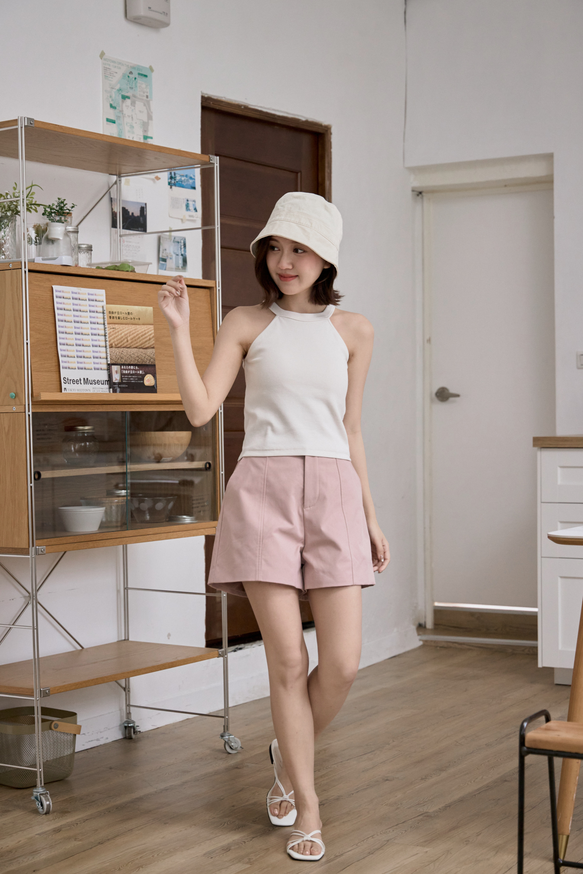 Gmade/不擠肉遮副乳削肩背心Bratop-米白