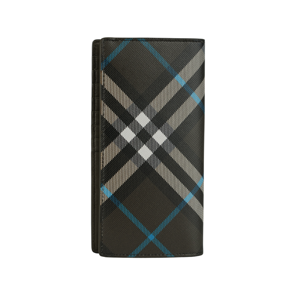 【BURBERRY】經典格紋拉鍊零錢袋對開長夾(暖感棕) 8106567 C1213