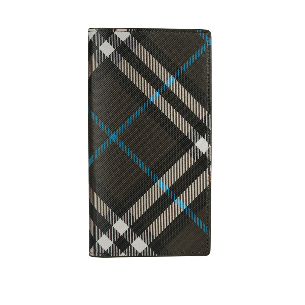 【BURBERRY】經典格紋拉鍊零錢袋對開長夾(暖感棕) 8106567 C1213