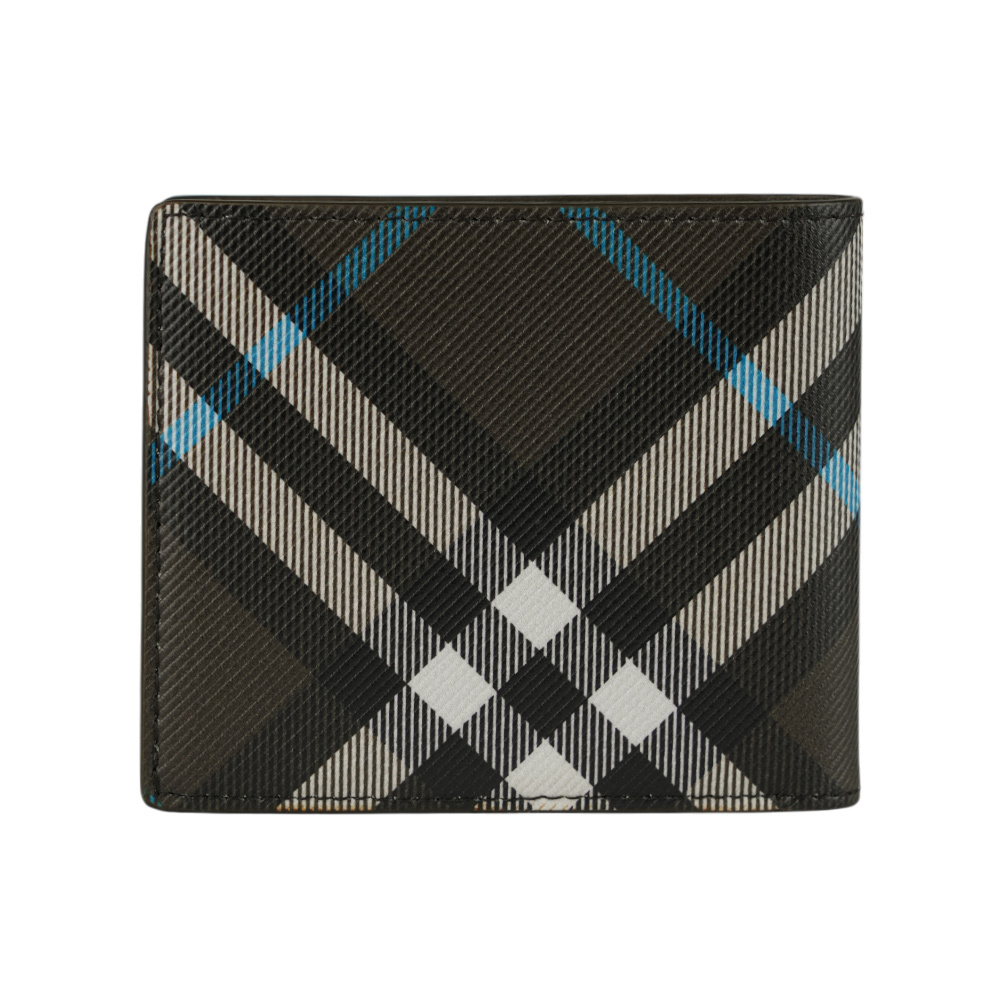 【BURBERRY】經典格紋帆布對開8卡短夾(暖感棕) 8106333 C1213