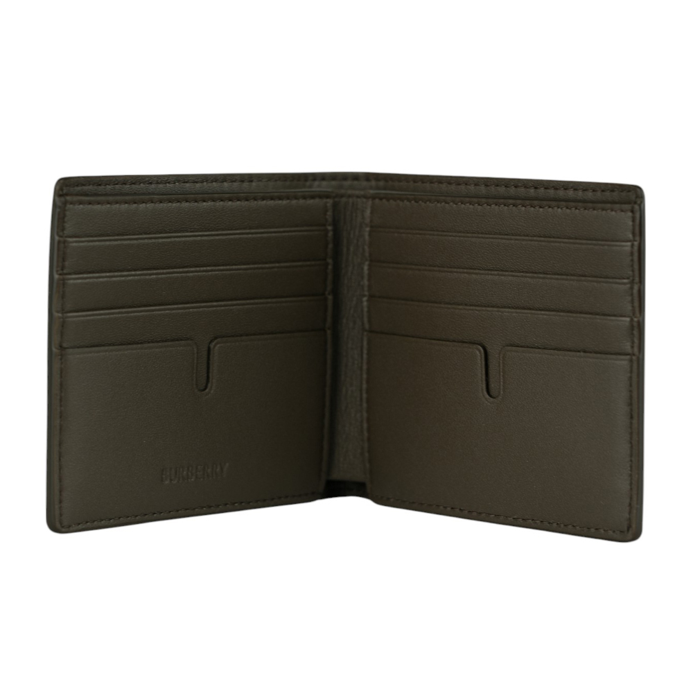 【BURBERRY】經典格紋帆布對開8卡短夾(暖感棕) 8106333 C1213