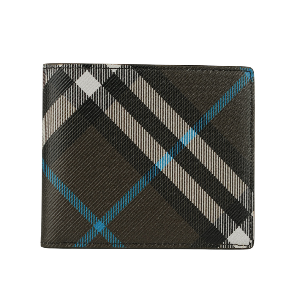 【BURBERRY】經典格紋帆布對開8卡短夾(暖感棕) 8106333 C1213