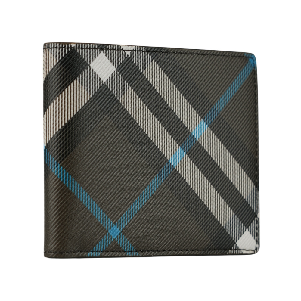 【BURBERRY】經典格紋帆布對開8卡短夾(暖感棕) 8106333 C1213