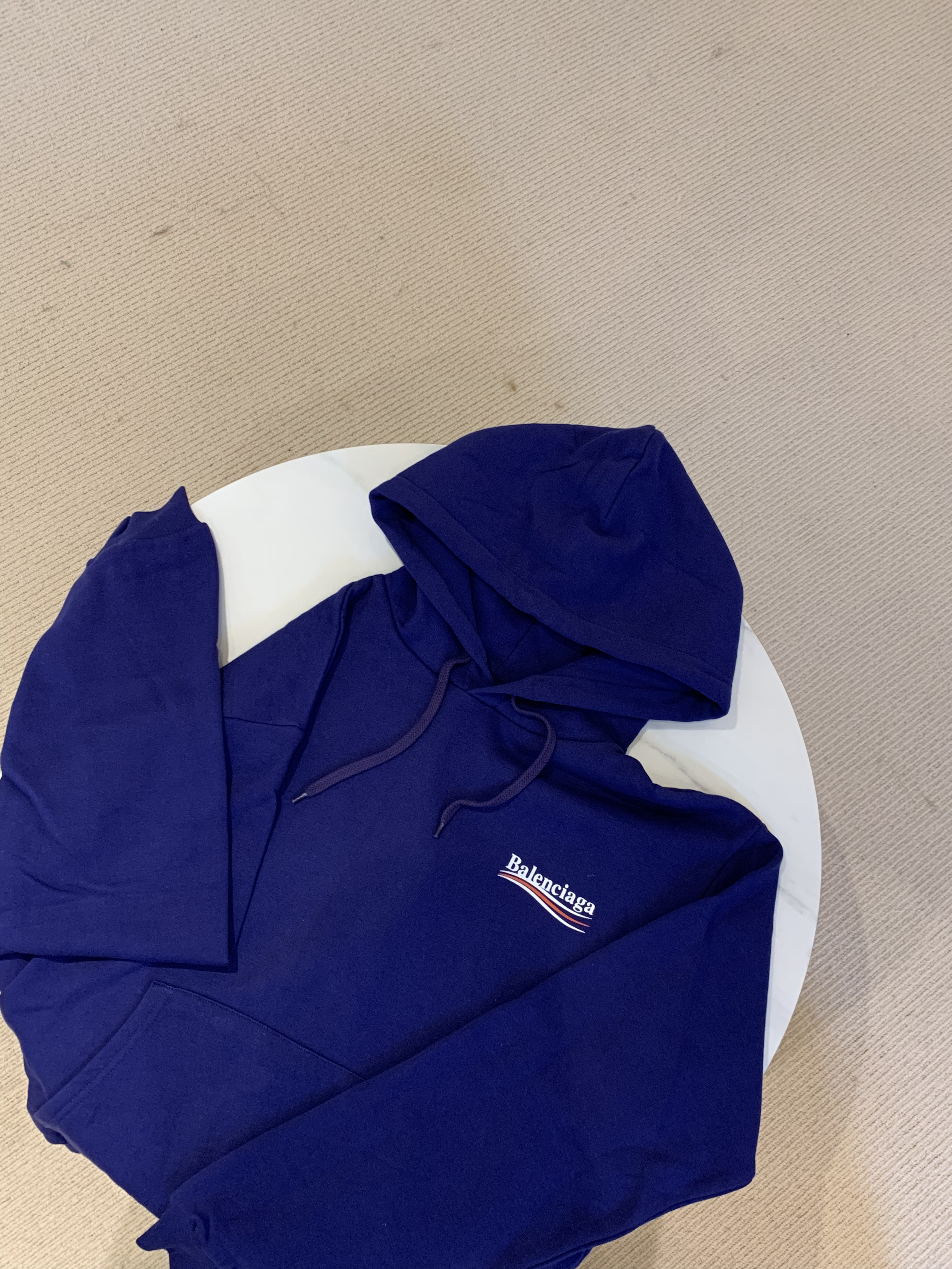 Balenciaga 巴黎世家 FW22 純色Logo字母印花衛衣 藍色