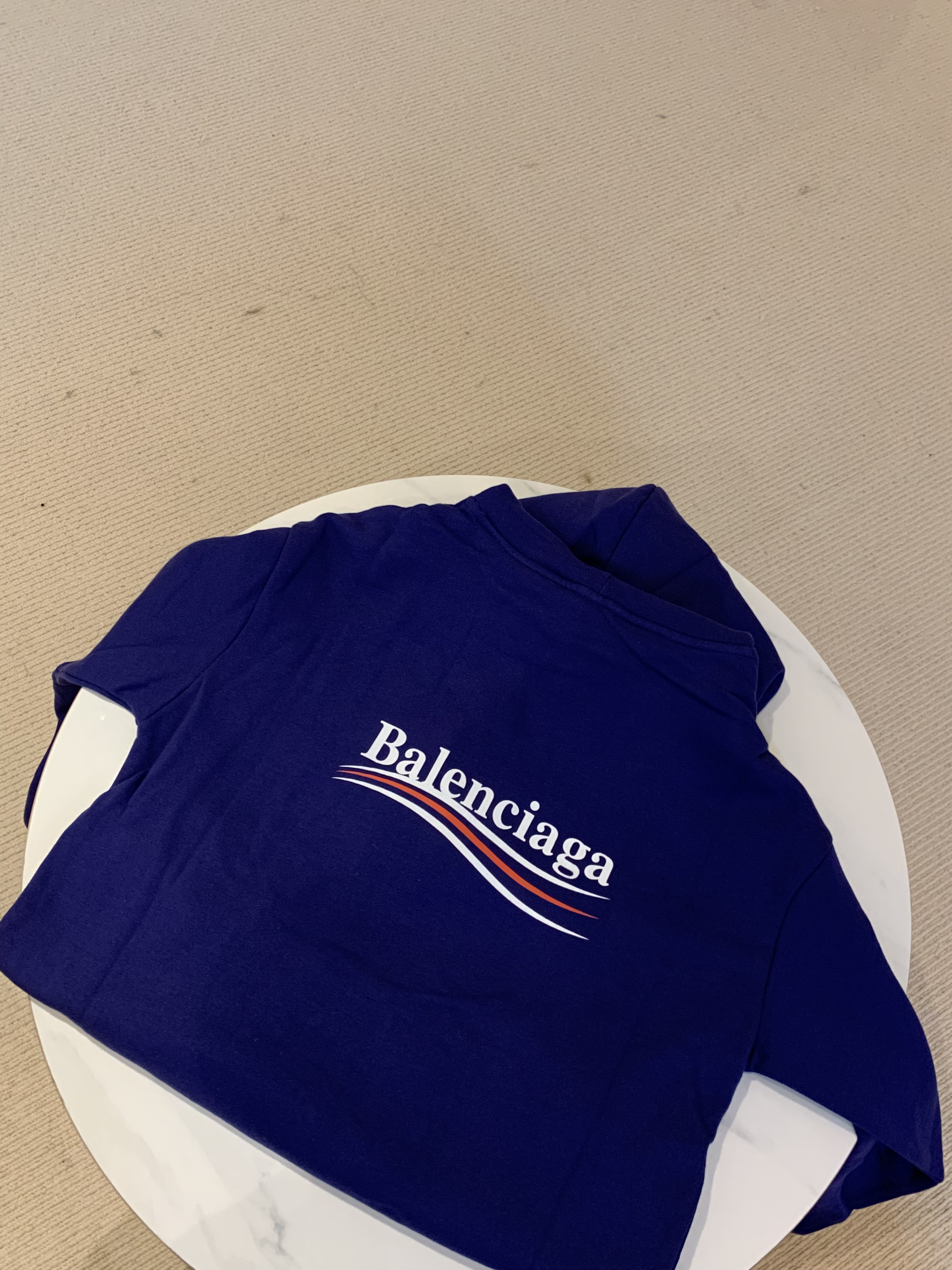 Balenciaga 巴黎世家 FW22 純色Logo字母印花衛衣 藍色