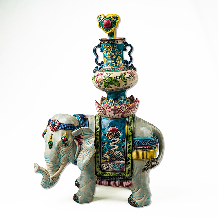 鹿港窯典藏彩釉交趾陶|太平有象