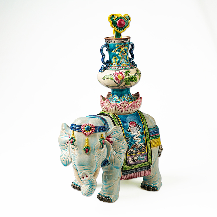 鹿港窯典藏彩釉交趾陶|太平有象