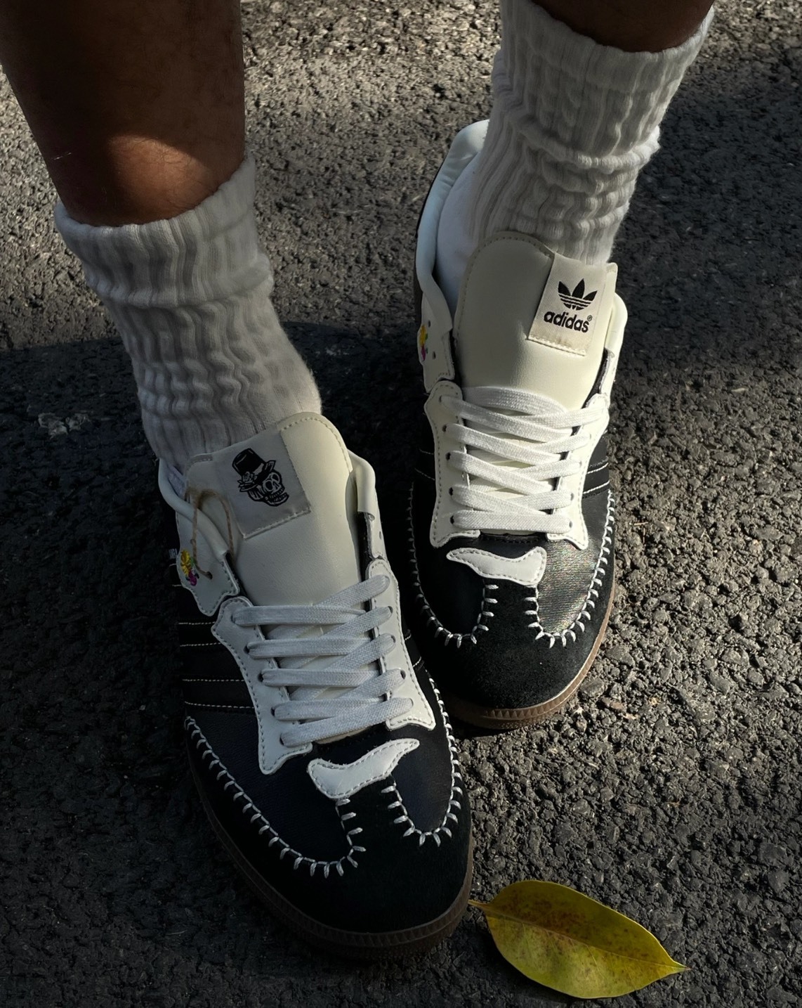 adidas SAMBA OG 亡靈節限定配色 黑白 薄底板鞋