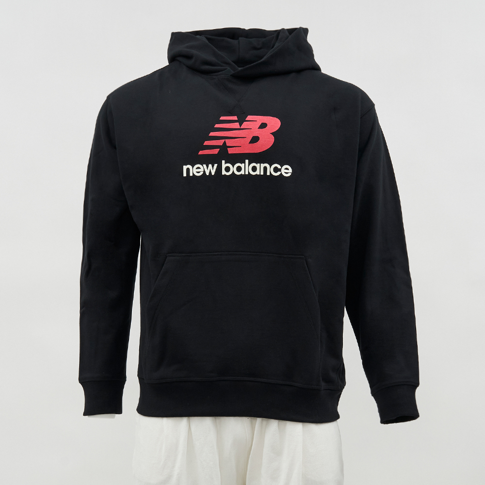 New Balance 男款 黑色 休閒 美規 NB字體 上衣 毛圈布 連帽 帽T 運動 長袖 MT51512BK