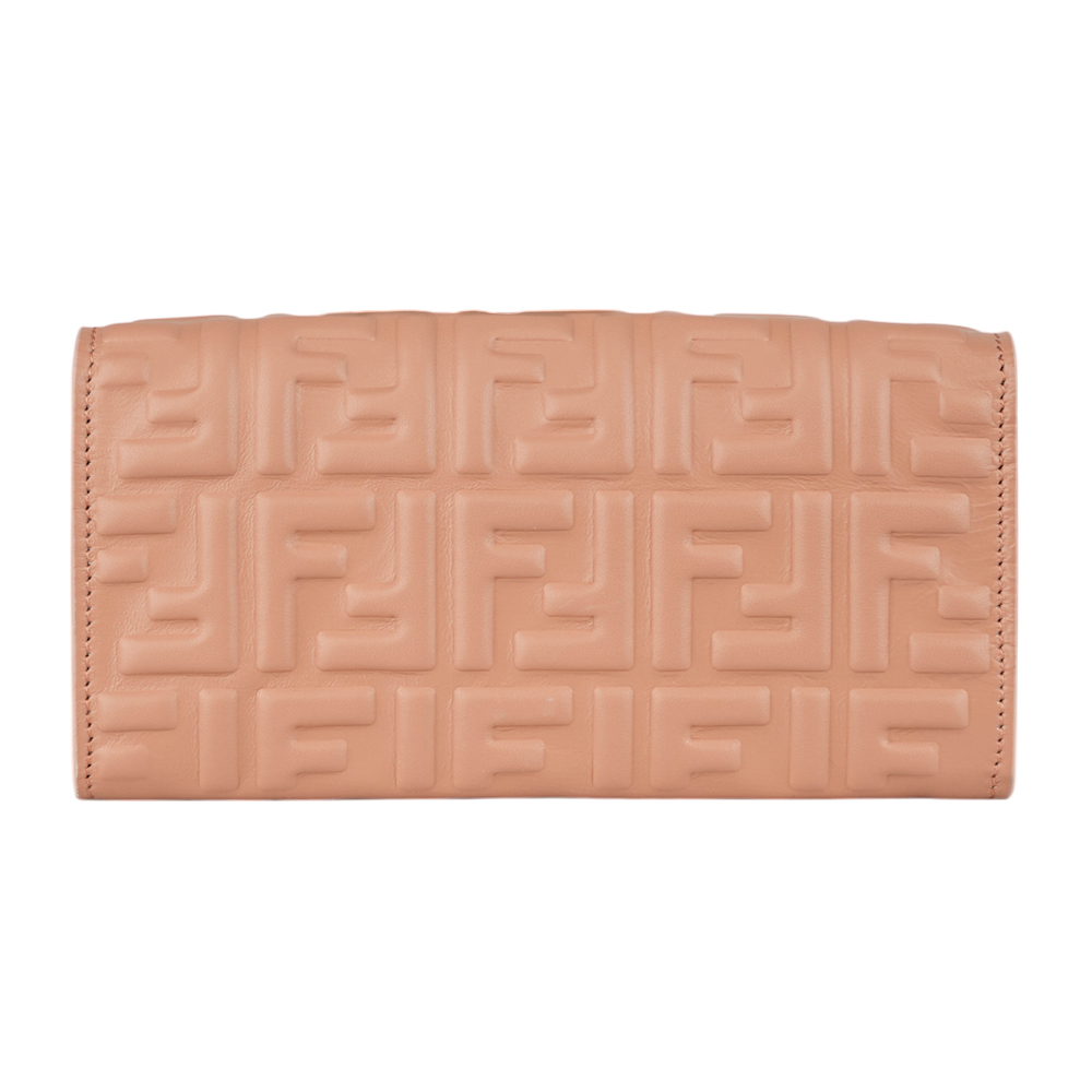 【FENDI】FF Logo壓紋小羊皮鍊帶WOC(粉紅色) 8M0365 AAJD F1SK3