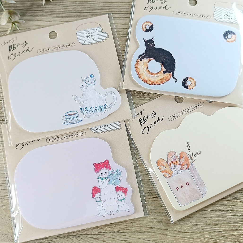 日本トコロコムギ．可愛貓咪便利貼 MEMO L SIZE 共四款