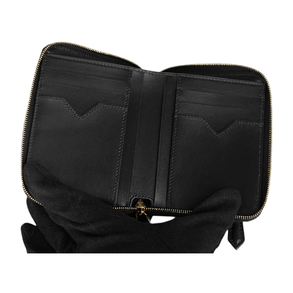 【FENDI】FF Diamonds 素面小牛皮6卡拉鏈短夾(黑色) 8M0508 ALV4 F0KUR