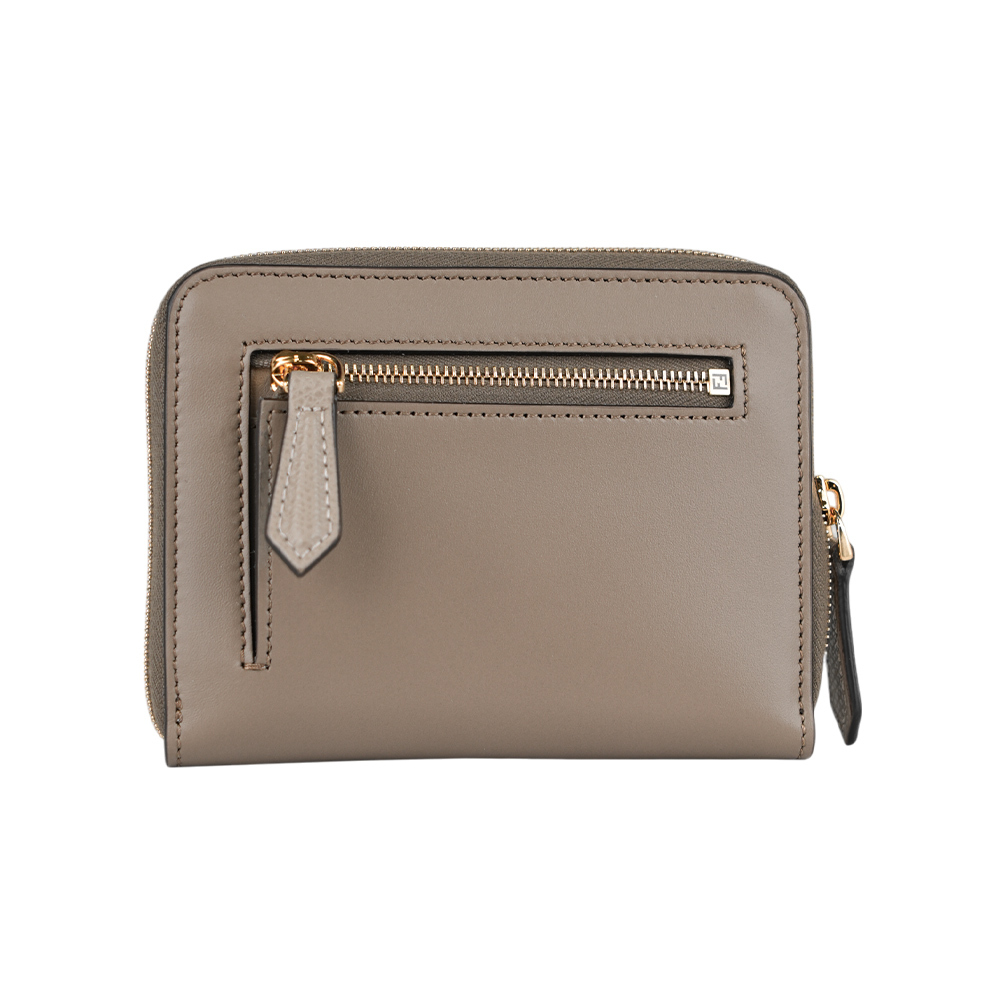 【FENDI】FF Diamonds 素面小牛皮6卡拉鏈短夾(鴿灰色) 8M0508 ALV4 F1N1G