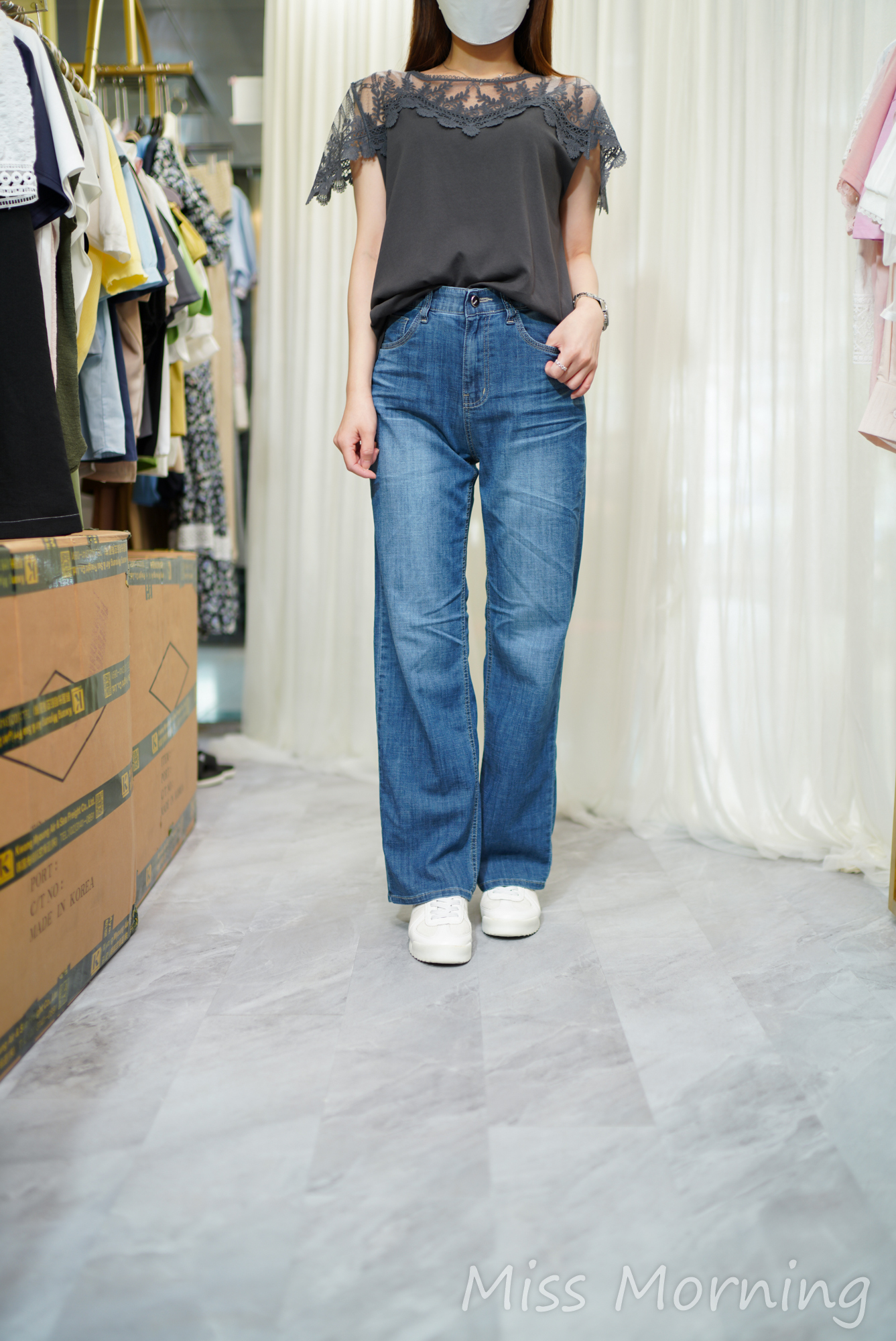 lace肩拼靚料上衣(14599)