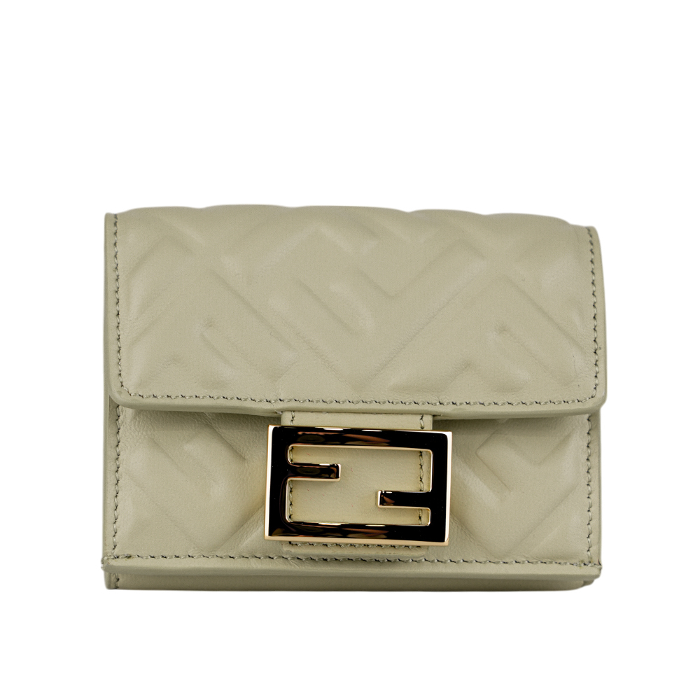 【FENDI】Baguette FF Logo三折短夾(鼠尾草綠)(Micro) 8M0395 AAJD F1AST