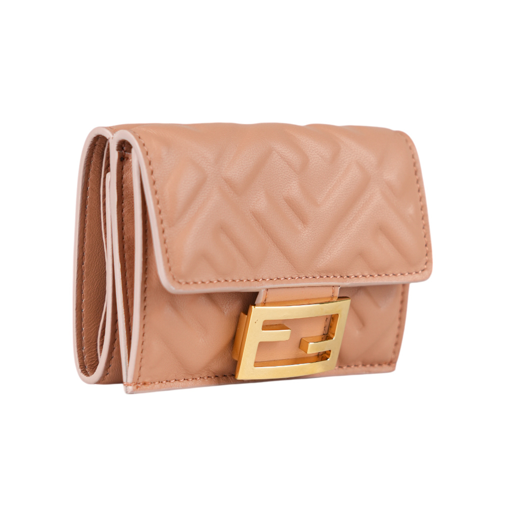 【FENDI】Baguette FF Logo三折短夾(粉紅色)(Micro) 8M0395 AAJD F1SK3