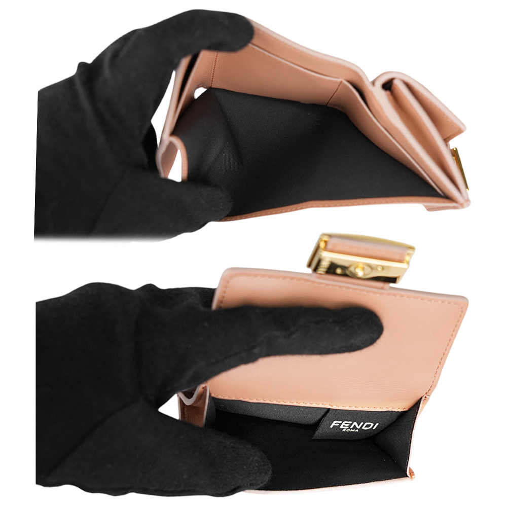 【FENDI】Baguette FF Logo三折短夾(粉紅色)(Micro) 8M0395 AAJD F1SK3