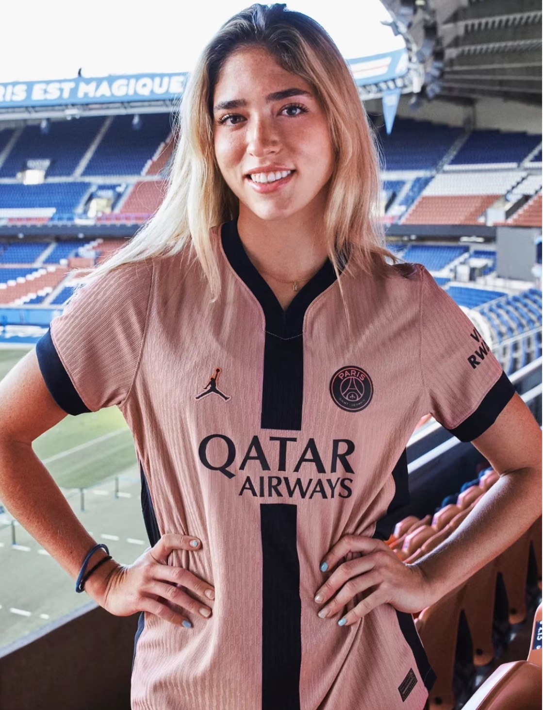 Jordan PSG 粉色 足球短袖 男女同款