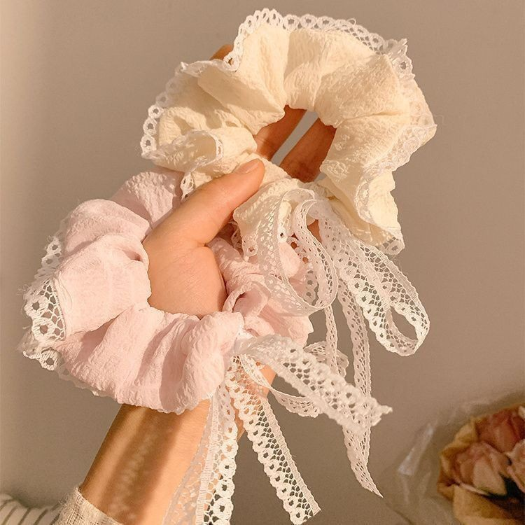 [3 FOR RM10] Soft Lace-Trim Bow Scrunchie