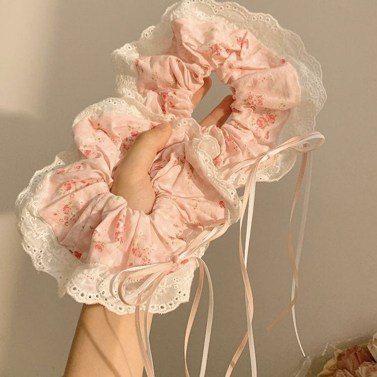 [3 FOR RM10] Pink Floral Bow Ribbon Scrunchies