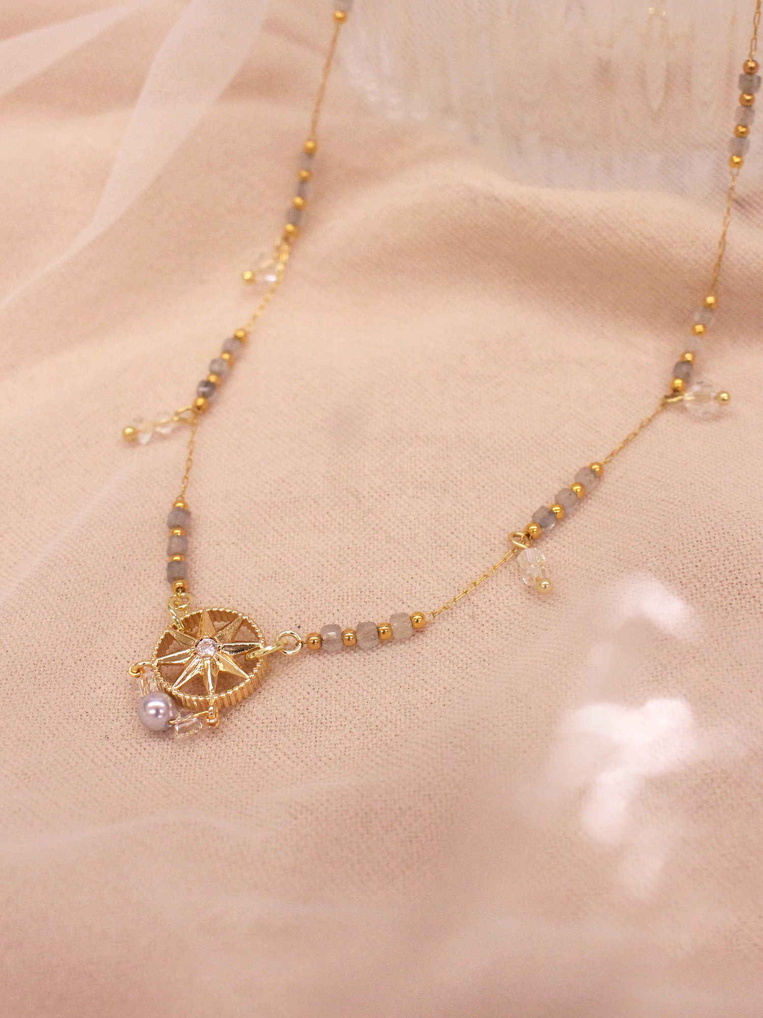 騎士守衛星。MUCHAT手作14KGP八芒星拉長石項鍊