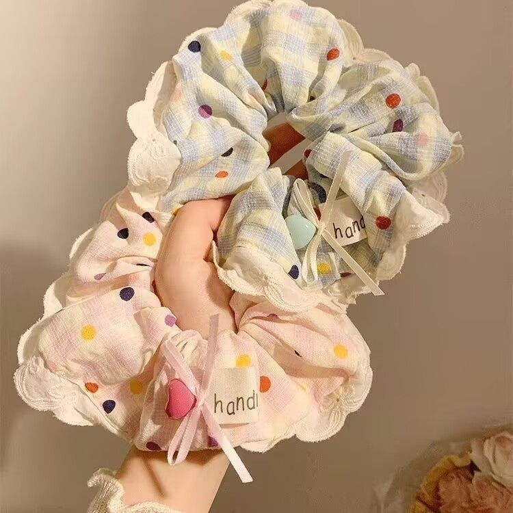 [3 FOR RM10] Colorful Polka Dot Heart Scrunchies