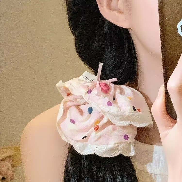 [3 FOR RM10] Colorful Polka Dot Heart Scrunchies