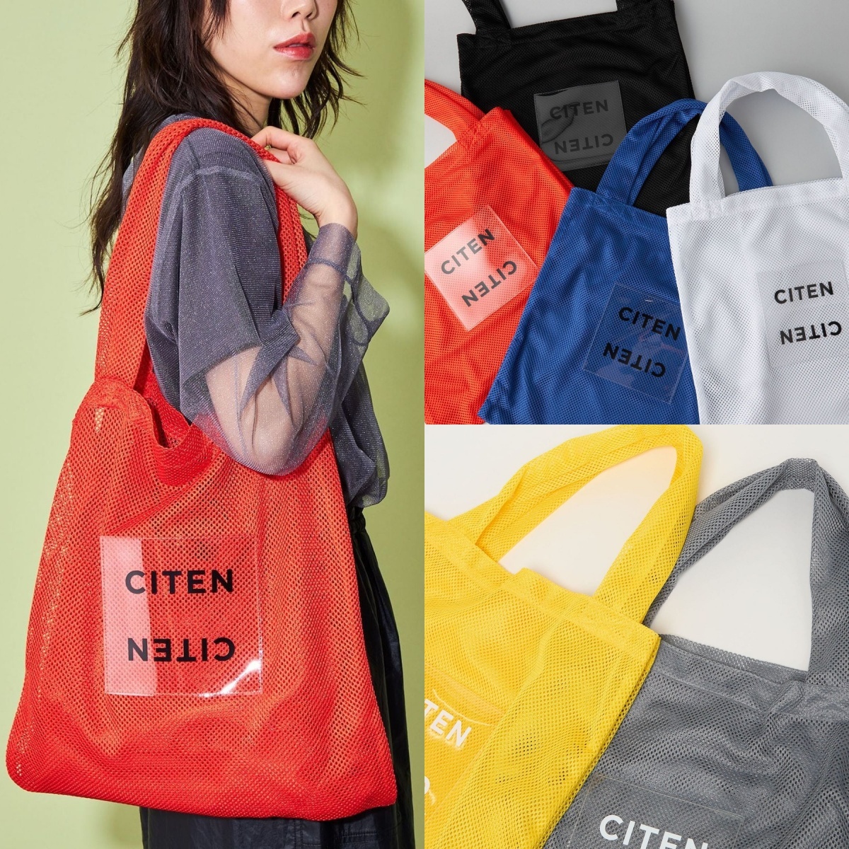 預購┃日本 CITEN 網眼 透明 LOGO 肩背包 托特包