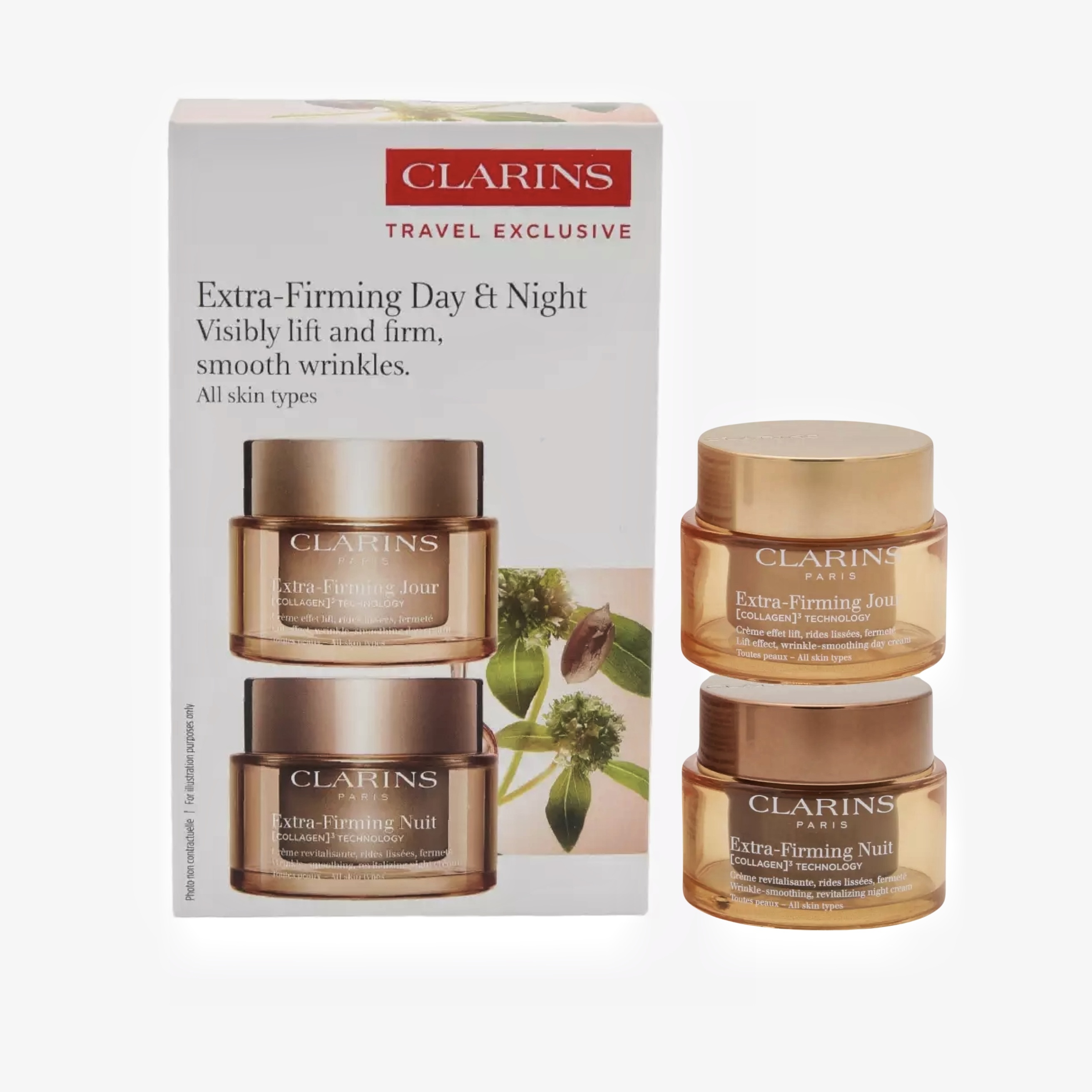 Clarins 煥顏緊緻日夜保養套組 (New新版）