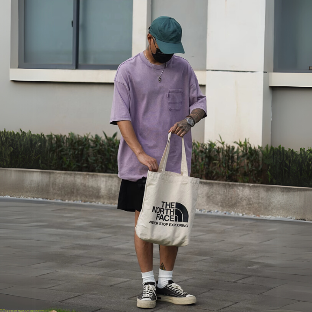 純棉水洗做舊口袋短袖T恤