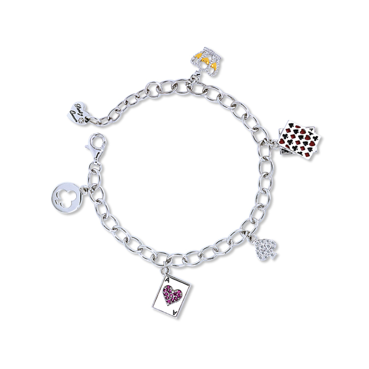 925純銀「撲克牌 」晶鑽手鍊 (17公分+2.5公分延長鍊)-AZSDL0002