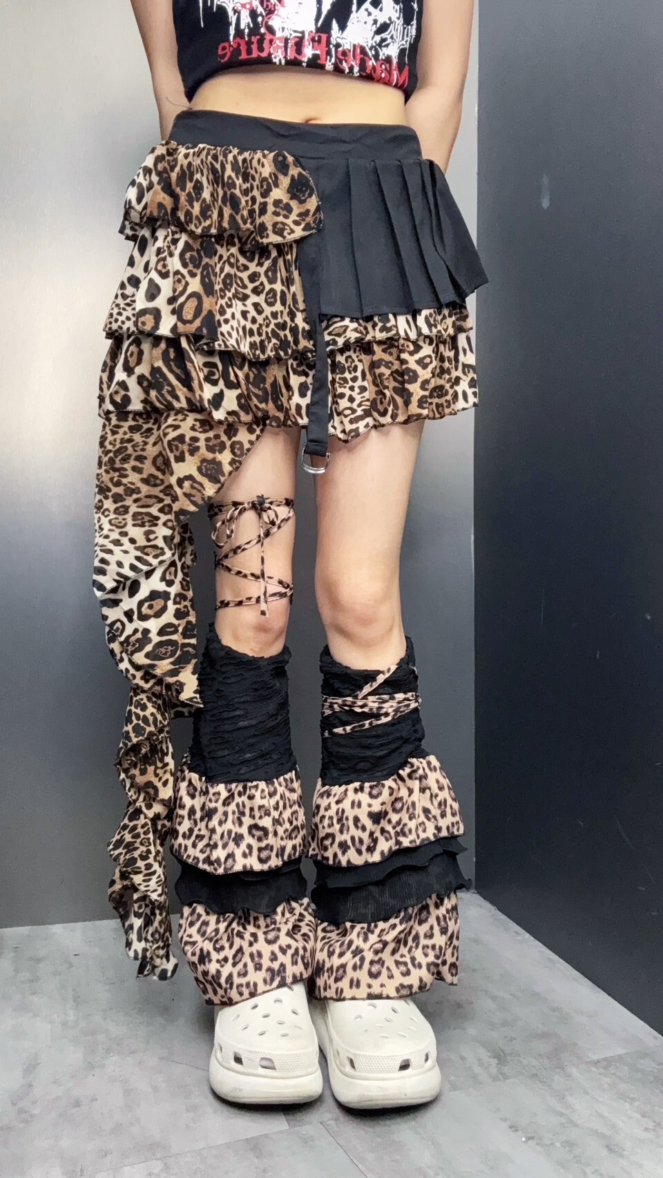 不規則豹紋短裙