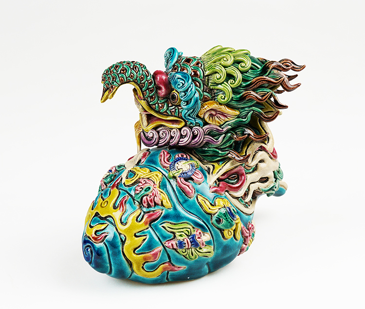 鹿港窯 交趾陶|天螺鱷瑞獸