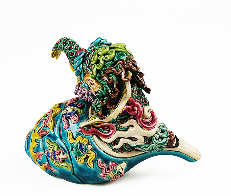 鹿港窯 交趾陶|天螺鱷瑞獸