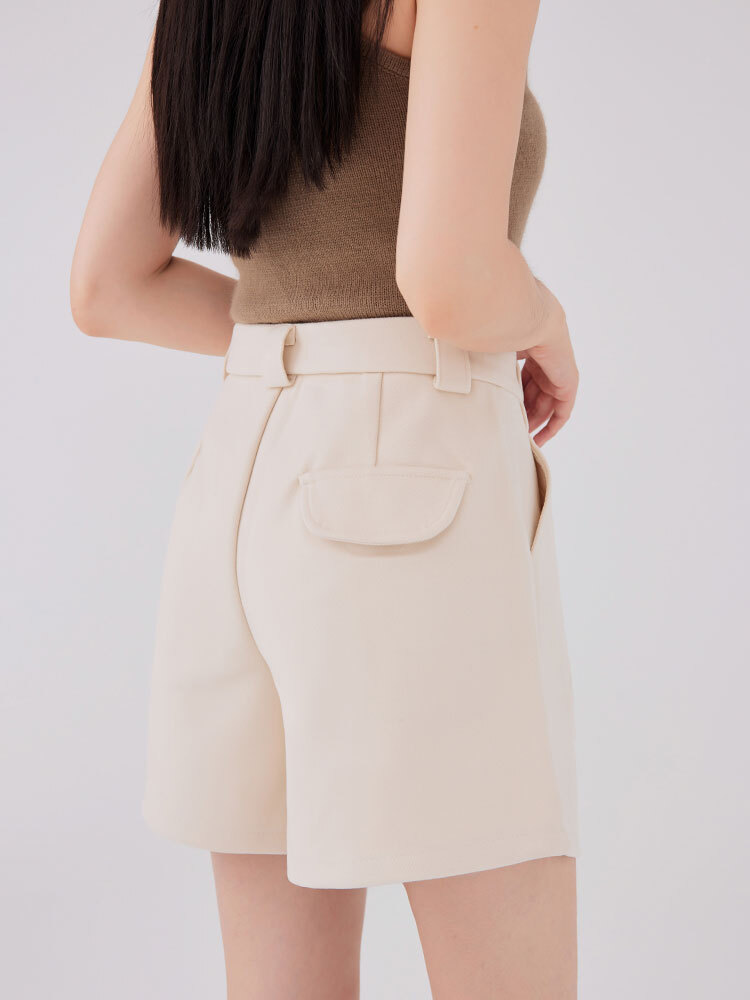 SALE500  OH！HER 經典顯瘦毛呢西裝短褲(附腰帶）