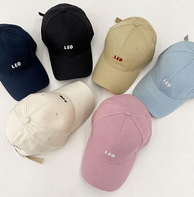 Leo Embroidered Korean-Style Color Cap