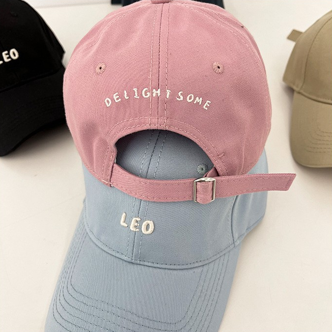 Leo Embroidered Korean-Style Color Cap