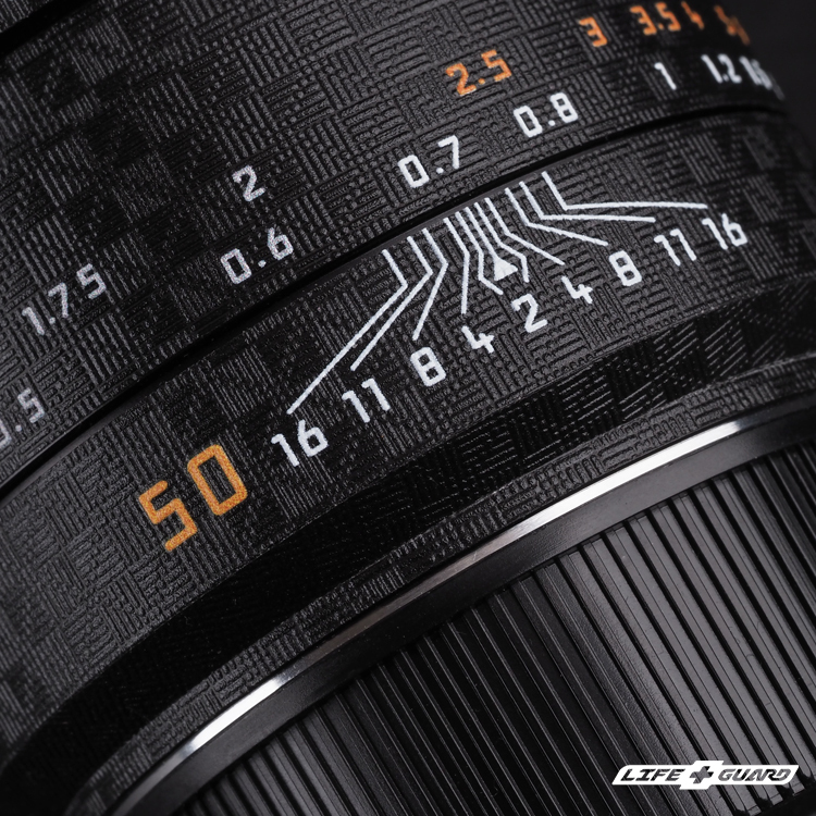 Leica SUMMILUX-M 50mm F1.4 ASPH II 貼膜展示圖，LIFE+GUARD 二次塗層印刷