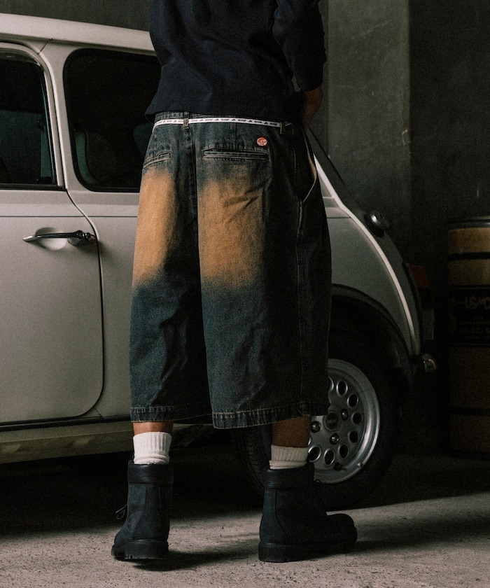 2025SS FREAK'S STORE RED KAP 別注 2TUCK BAGGY WIDE DENIM SHORTS PANTS 水洗 寬鬆 七分褲 牛仔 短褲 3色 現貨 1044311600003